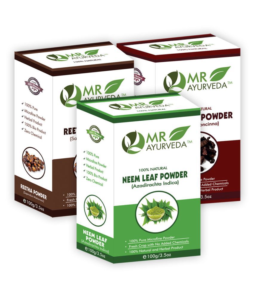     			MR Ayurveda Neem Powder, Shikakai Powder and Reetha Powder Hair Scalp Treatment 300 g Pack of 3