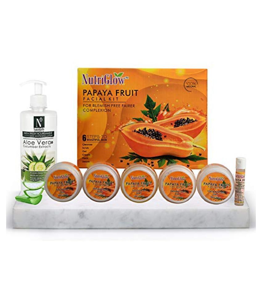     			Nutriglow Papaya Fruit Facial Kit (260gm) and Aloe Vera & Cucumber Lotion (500ml) Facial Kit g Pack of 2