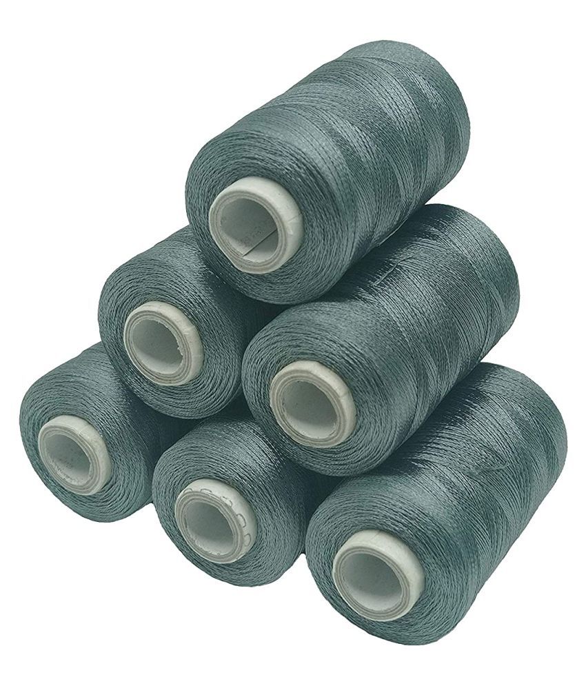     			PRANSUNITA Silk ( Resham ) Twisted Hand & Machine Embroidery Shiny Thread for Jewelry Designing, Embroidery, Art & Craft, Tassel Making, Fast Color, Pack of 6 Spool x 300 MTS Each, Color- Grey