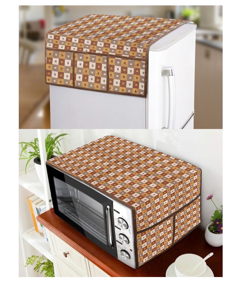     			E-Retailer Set of 2 Polyester Brown Fridge Top Cover