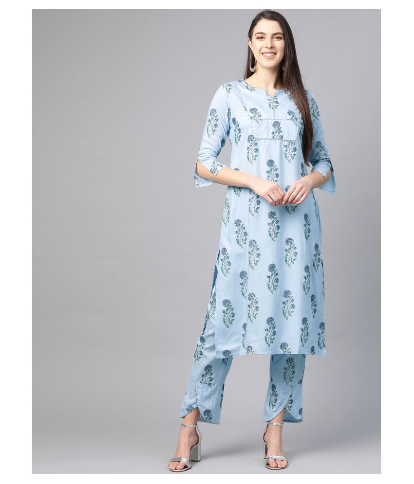     			Yash Gallery Rayon Kurti With Pants - Stitched Suit