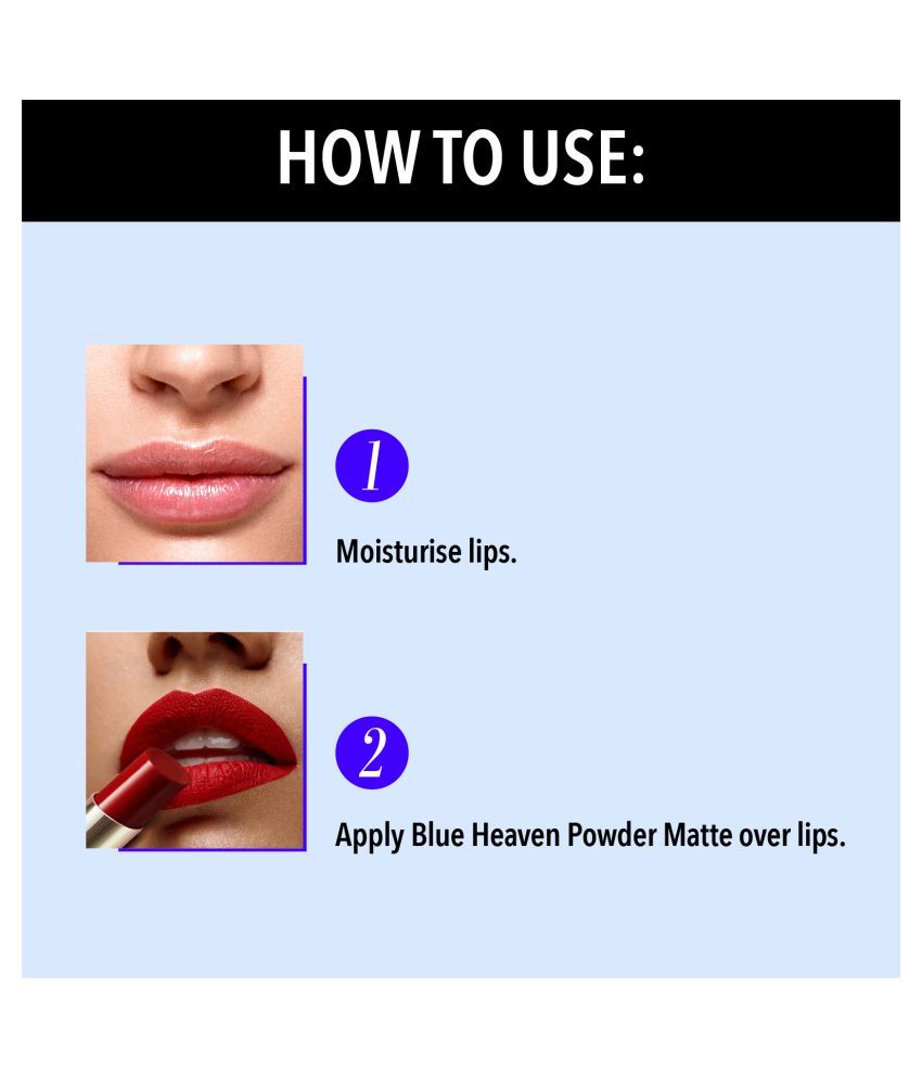 Blue Heaven Powder Matte Lipstick RUBY GLOW RM03 Red 3.5 g Buy Blue