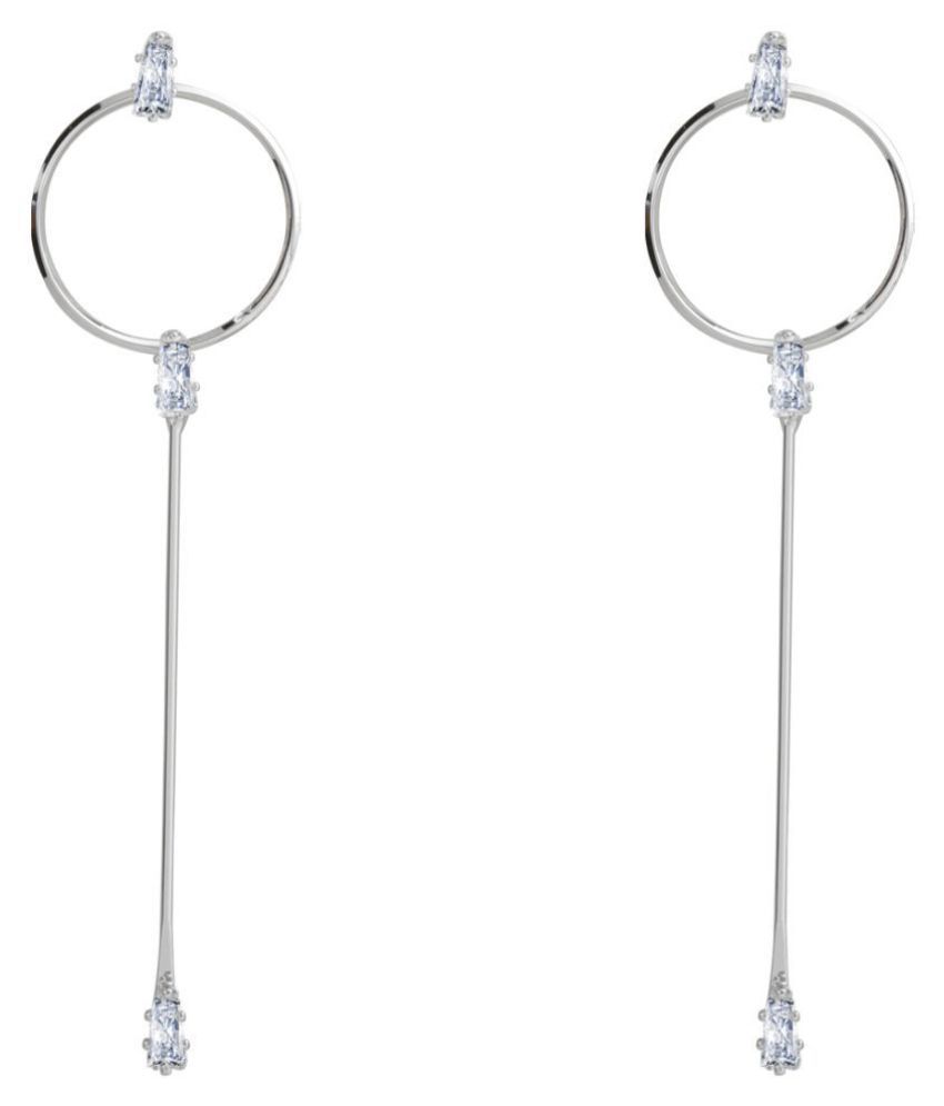     			SILVER SHINE  Alluring Silver With Diamond Hanging Drop Earring For Girls And Women