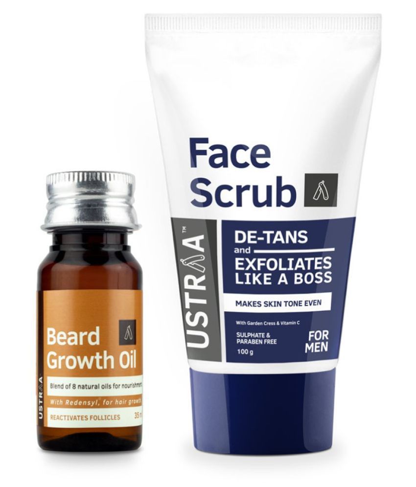     			Ustraa Beard Growth Oil -35 ml & Face Scrub -De Tan -100 g