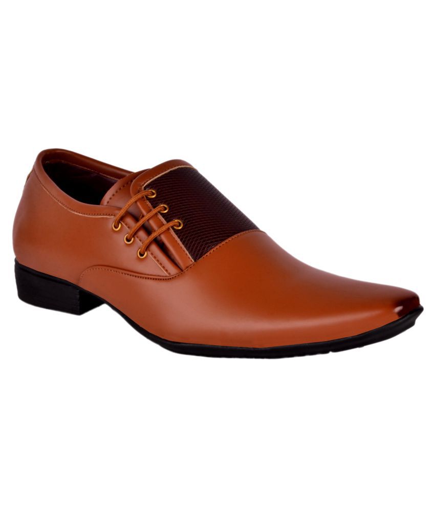     			Aadi Derby Artificial Leather Tan Formal Shoes