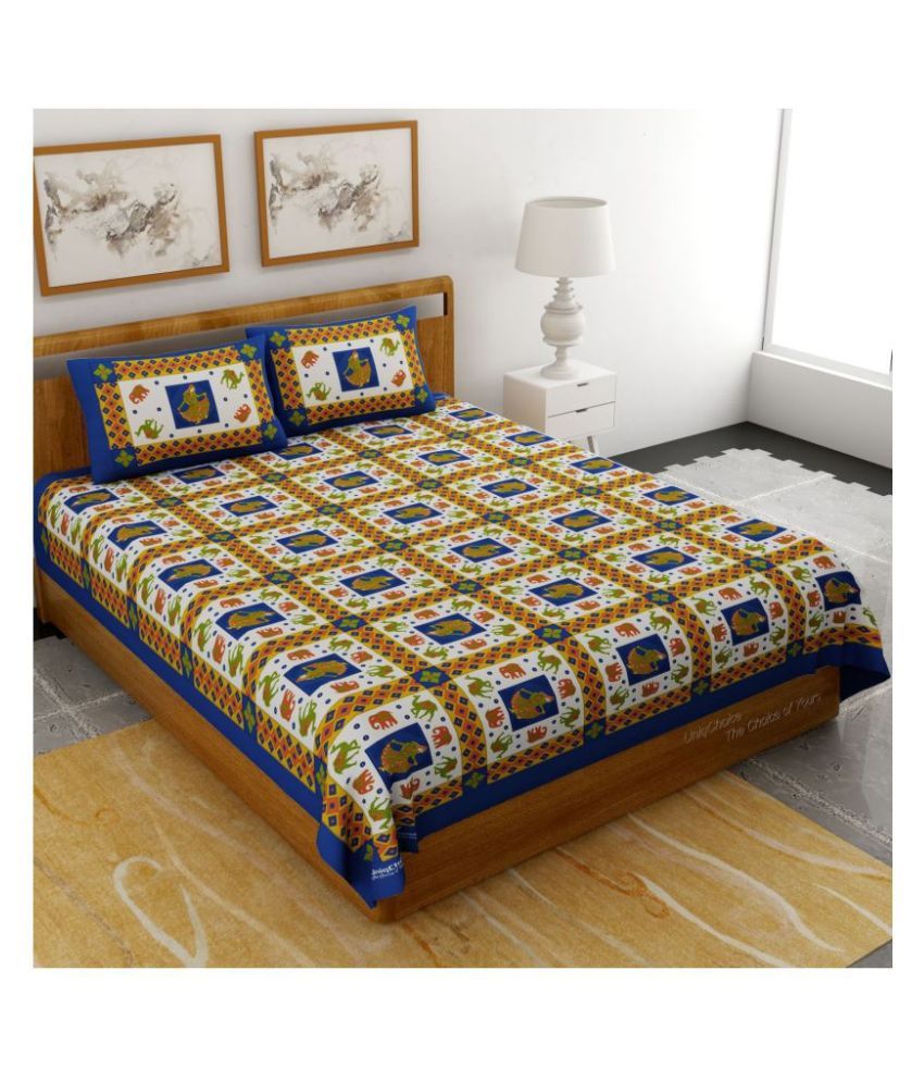     			Uniqchoice Cotton Double Bedsheet with 2 Pillow Covers ( 240 cm x 215 cm )