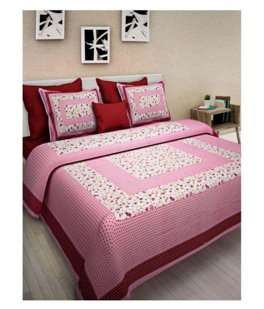     			Uniqchoice Cotton Double Bedsheet with 2 Pillow Covers ( 240 cm x 215 cm )