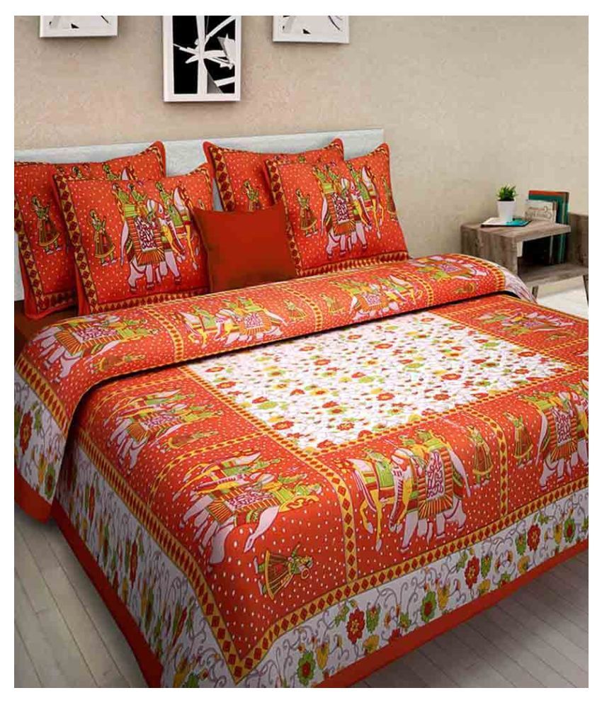     			Uniqchoice Cotton Double Bedsheet with 2 Pillow Covers ( 240 cm x 215 cm )