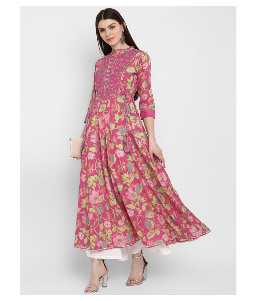     			Vbuyz Red Cotton Anarkali Kurti