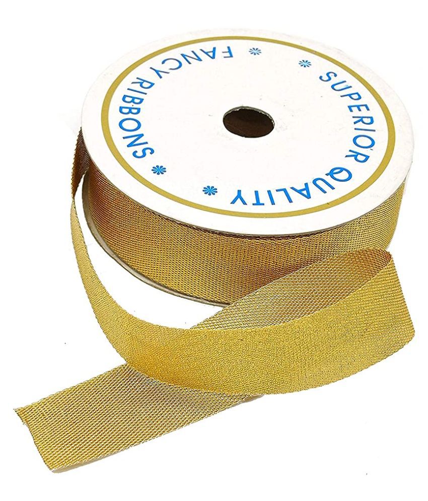     			PRANSUNITA Heavy Tissue Satan Ribbon Color- Golden 25mm (1 inch) for Wedding, Party Decoration, DIY Hair Accessories, Sewing, Gift Wrapping, Invitation Embellishments Etc.