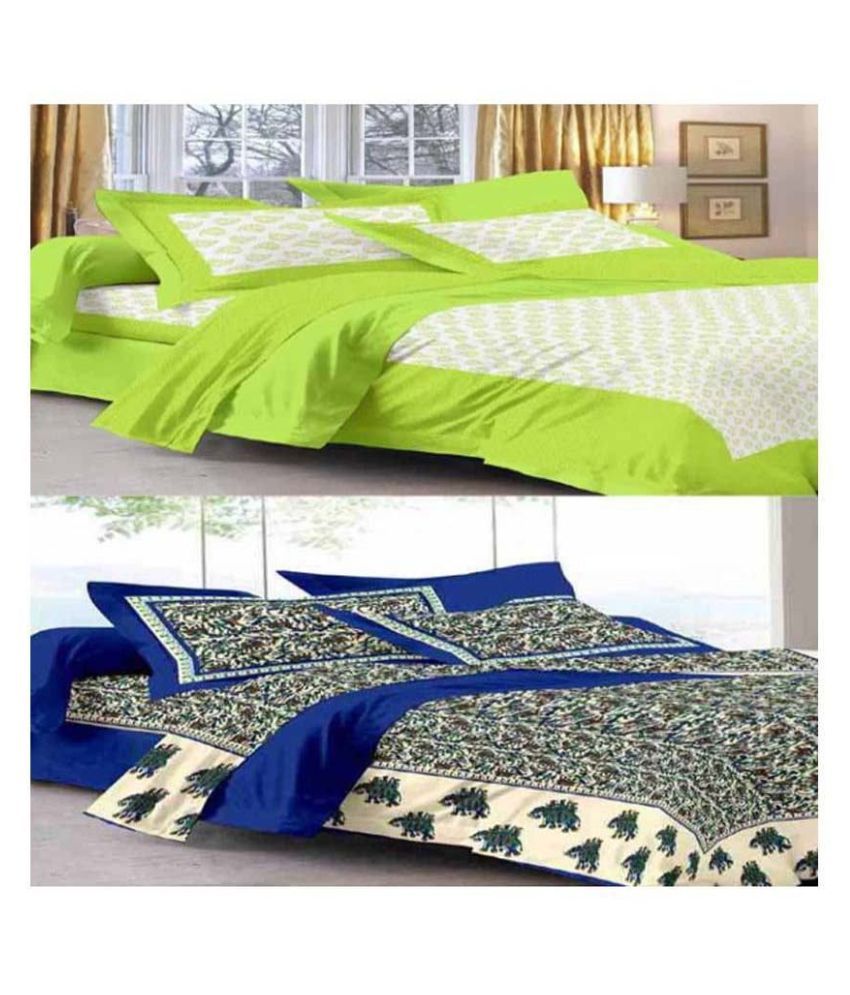     			Uniqchoice Cotton 2 Double Bedsheets with 4 Pillow Covers ( 240 cm x 215 cm )