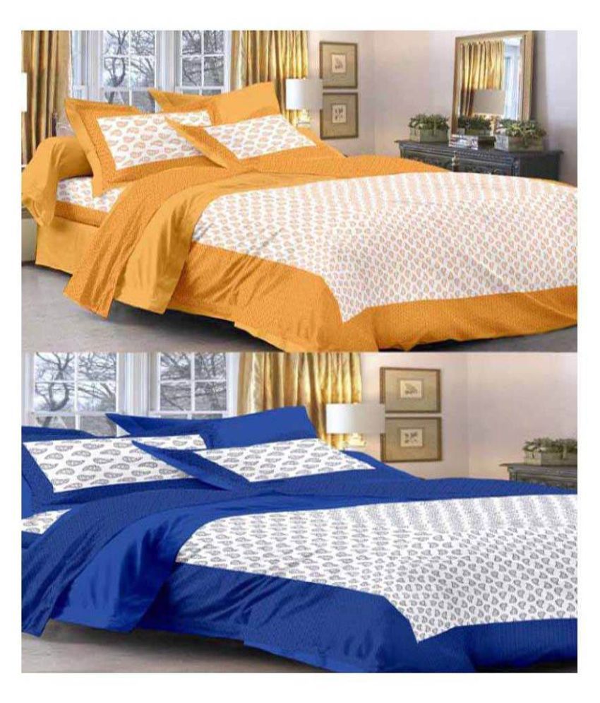     			Uniqchoice Cotton 2 Double Bedsheets with 4 Pillow Covers ( 240 cm x 215 cm )