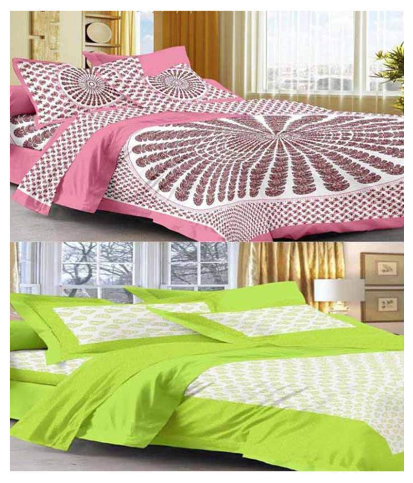     			Uniqchoice Cotton 2 Double Bedsheets with 4 Pillow Covers ( 240 cm x 215 cm )