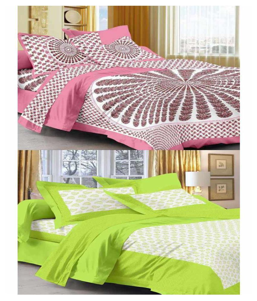     			Uniqchoice Cotton 2 Double Bedsheets with 4 Pillow Covers ( 240 cm x 215 cm )