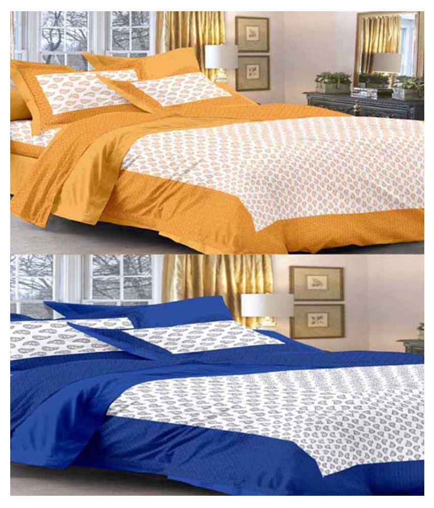     			Uniqchoice Cotton 2 Double Bedsheets with 4 Pillow Covers ( 240 cm x 215 cm )