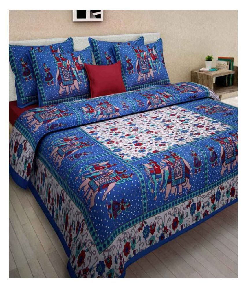     			Uniqchoice Cotton Double Bedsheet with 2 Pillow Covers ( 240 cm x 215 cm )