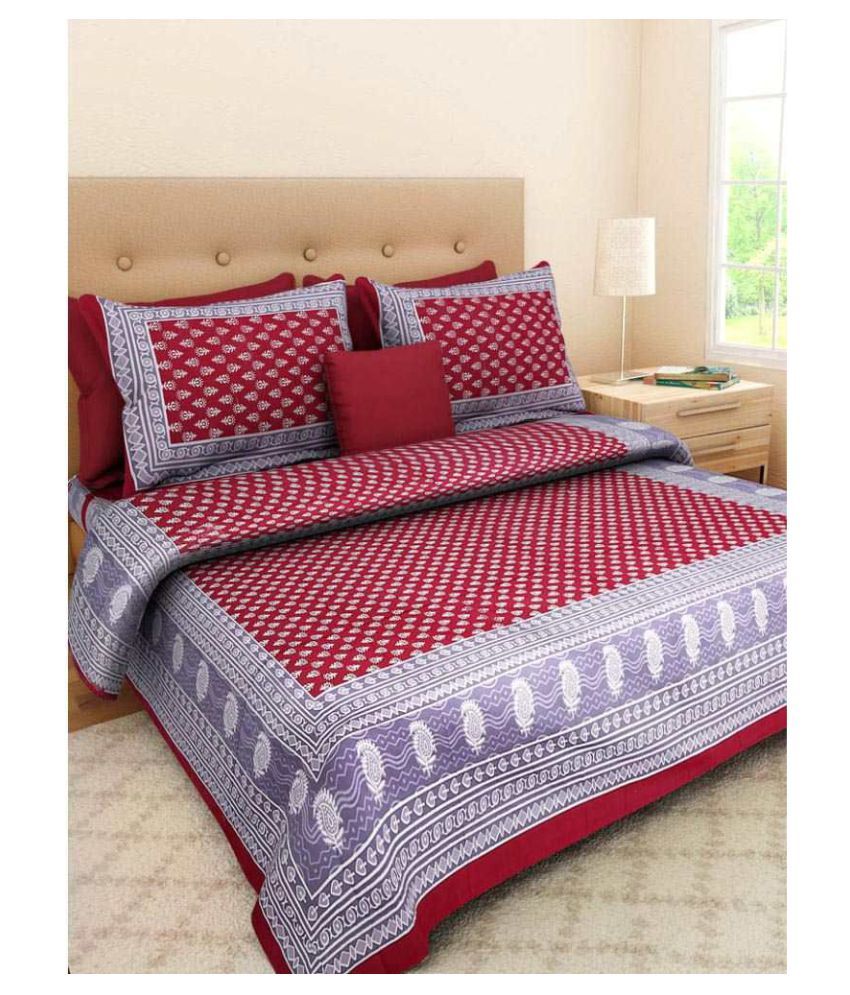     			Uniqchoice Cotton Double Bedsheet with 2 Pillow Covers ( 240 cm x 215 cm )