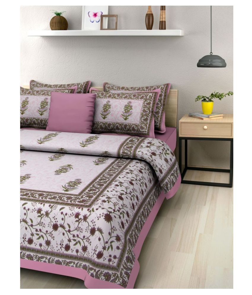     			Uniqchoice Cotton Double Bedsheet with 2 Pillow Covers ( 240 cm x 215 cm )