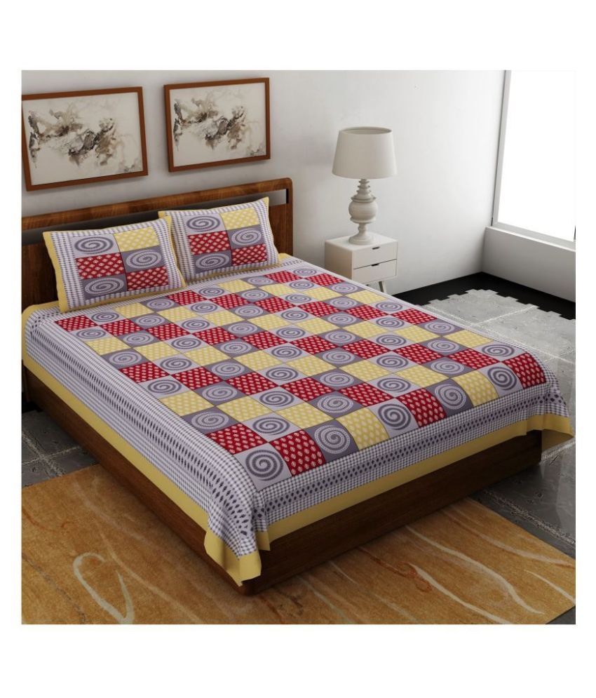     			Uniqchoice Cotton Double Bedsheet with 2 Pillow Covers ( 240 cm x 215 cm )