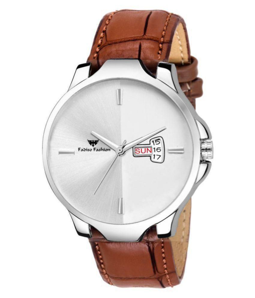 Fadiso Fashion FF4116-WH White Leather Analog Men's Watch