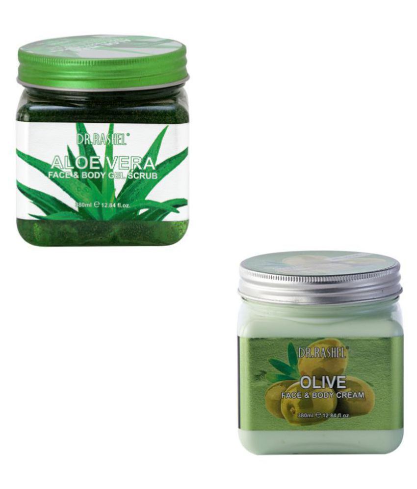    			DR.RASHEL Aloe Vera Gel Scrub & Olive Cream Moisturizer Each 380 ml Pack of 2