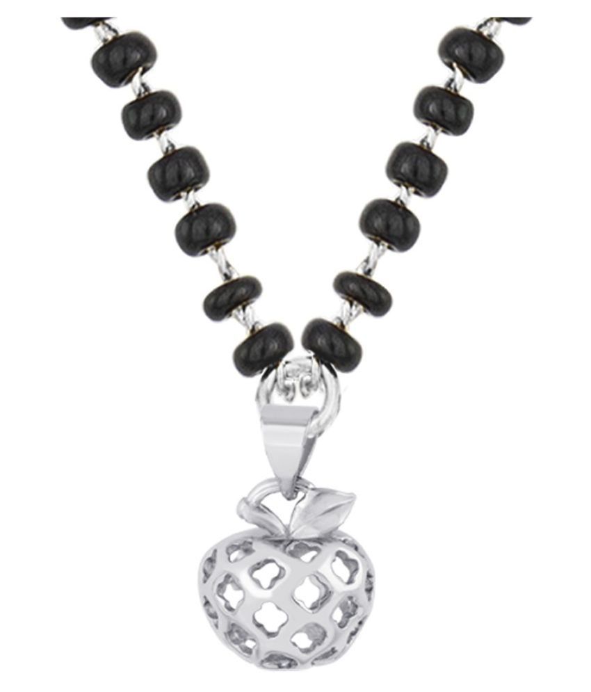     			Fashionable Mangalsutra Silver Plated Net Pendant and Black Beaded Chain