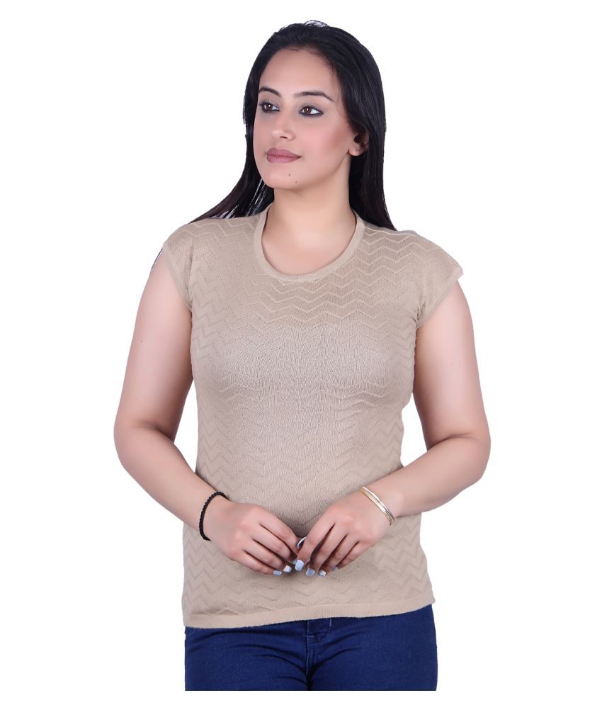     			Ogarti - Beige Cotton Women's Regular Top ( Pack of 1 )