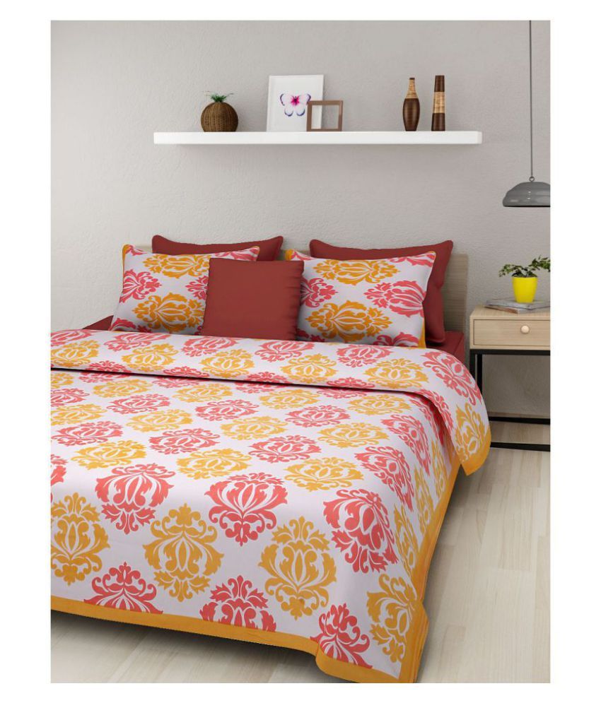     			Uniqchoice Cotton Double Bedsheet with 2 Pillow Covers ( 240 cm x 215 cm )