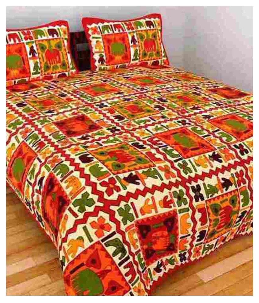     			Uniqchoice Cotton Double Bedsheet with 2 Pillow Covers ( 240 cm x 215 cm )