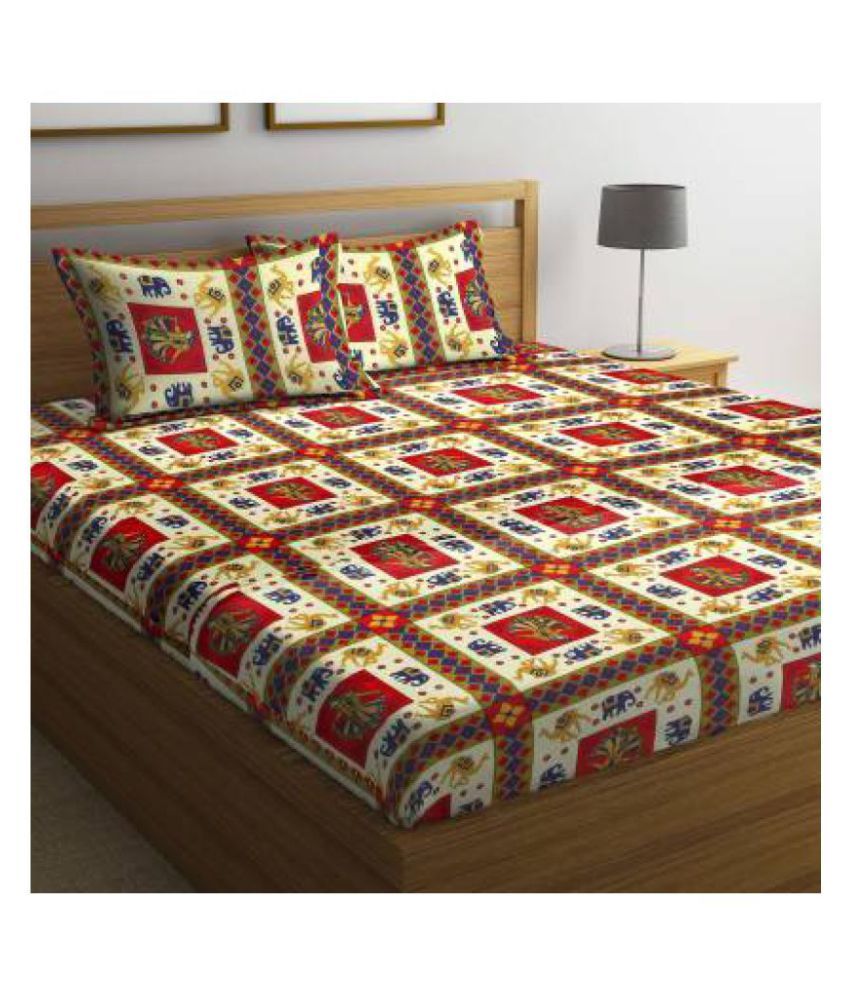     			Uniqchoice Cotton Double Bedsheet with 2 Pillow Covers ( 240 cm x 215 cm )