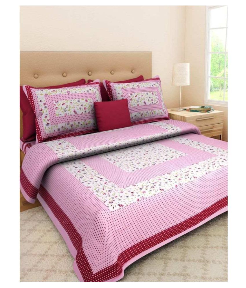     			Uniqchoice Cotton Double Bedsheet with 2 Pillow Covers ( 240 cm x 215 cm )