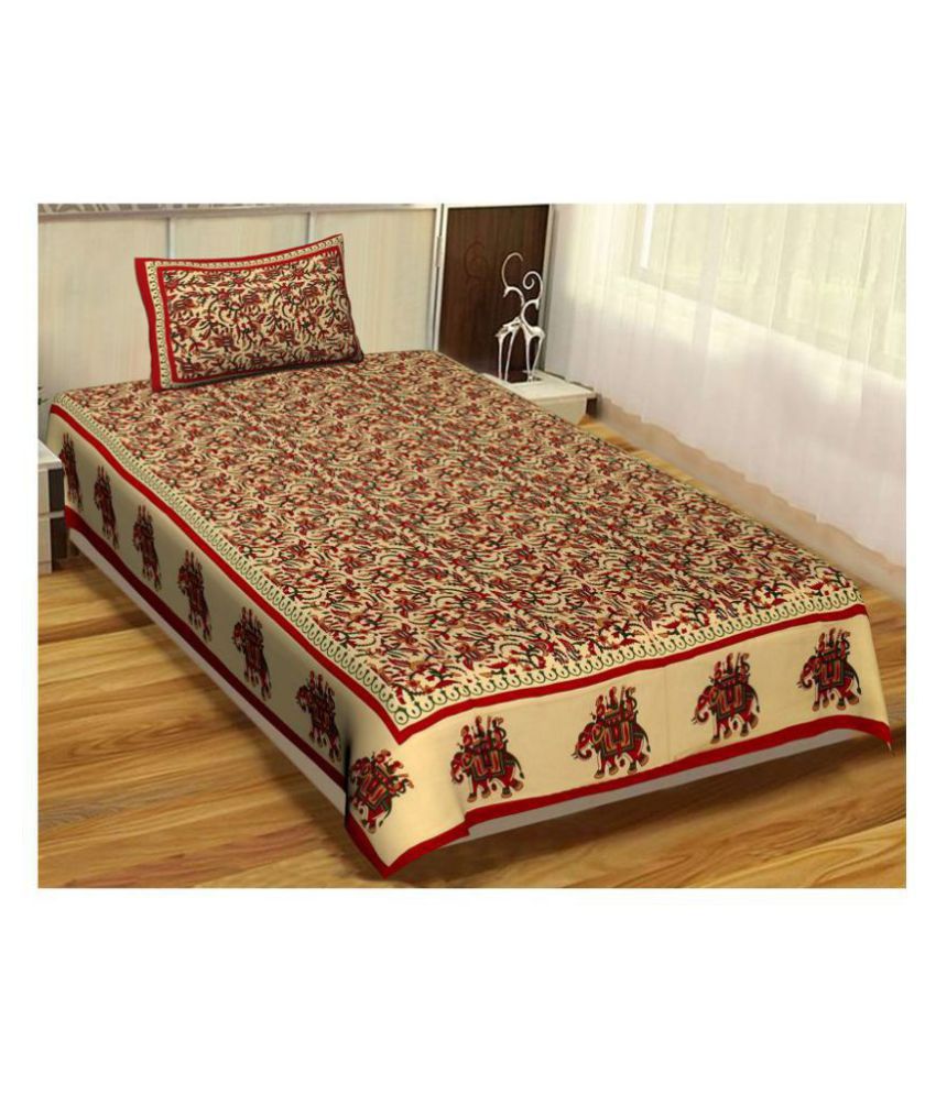     			Uniqchoice Cotton Single Bedsheet with 1 Pillow Cover ( 225 cm x 153 cm )