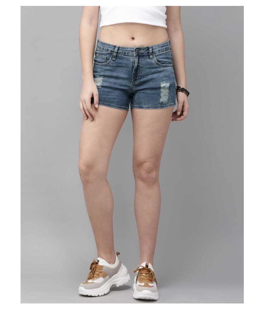 Buy areal fashion Denim Hot Pants - Grey Online at Best Prices in India ...