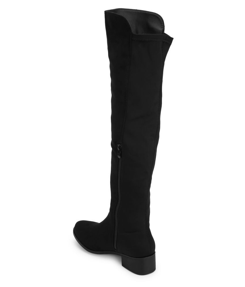 truffle collection heeled knee high boots in black