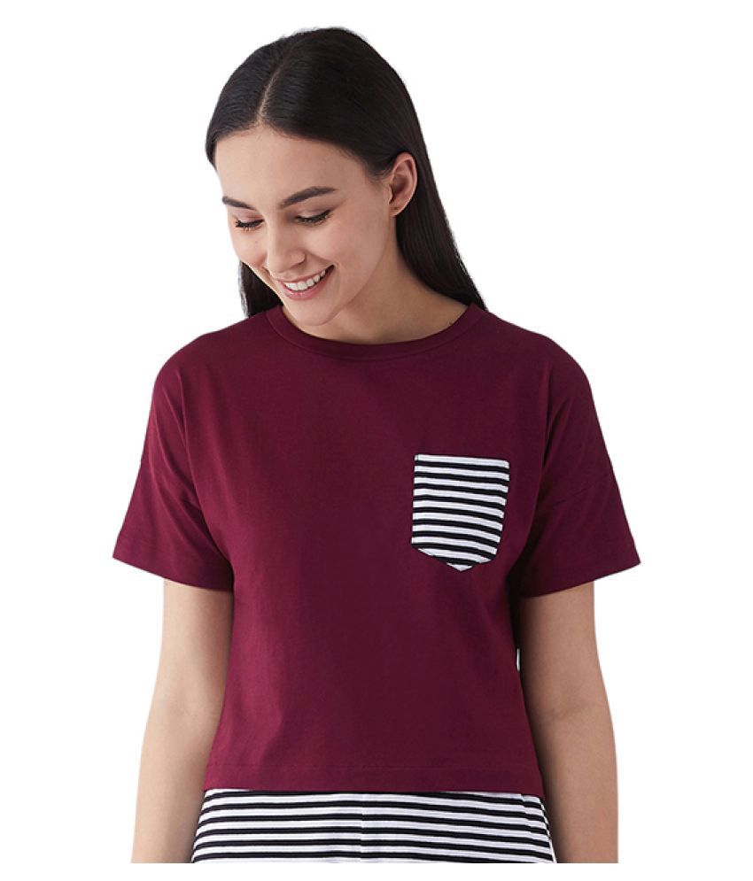     			Miss Chase Cotton Night T-Shirt - Maroon