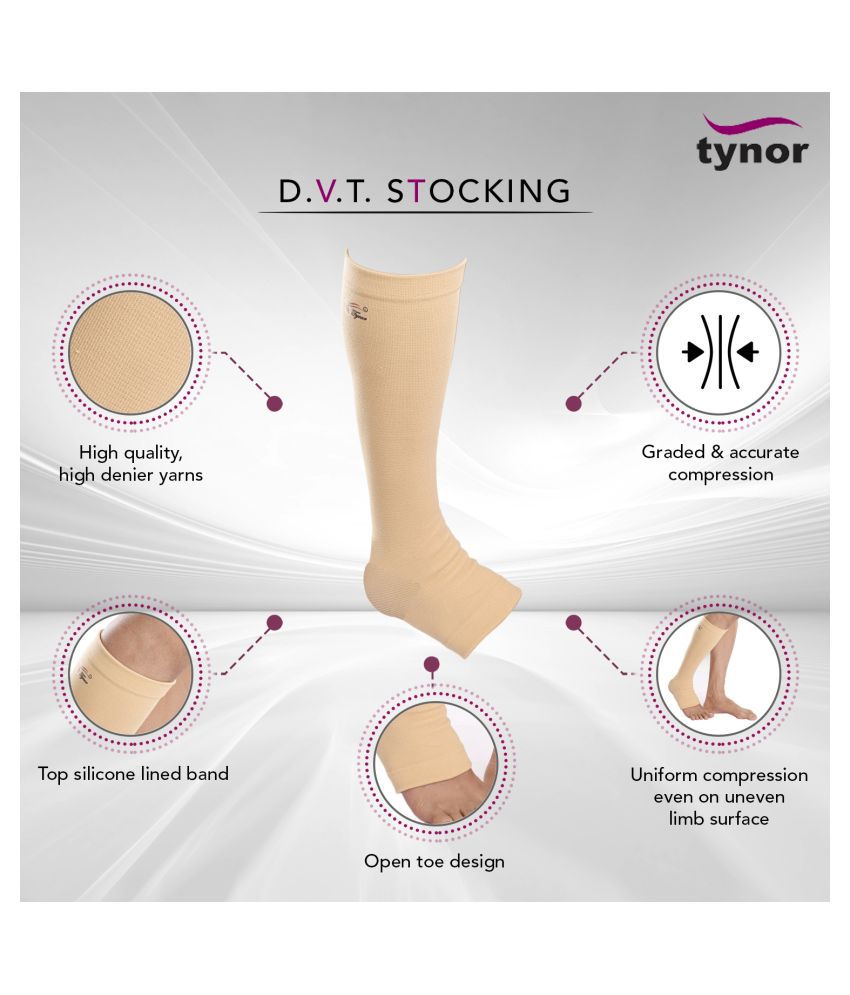     			Tynor D.V.T. Stocking Knee High (Pair), White, XL, 1 Pair
