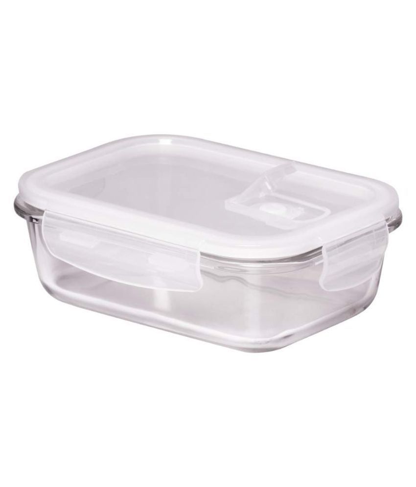 Femora Borosilicate Glass Rectangular Food Storage Container With Air Vent Lid 620 Ml Set Of