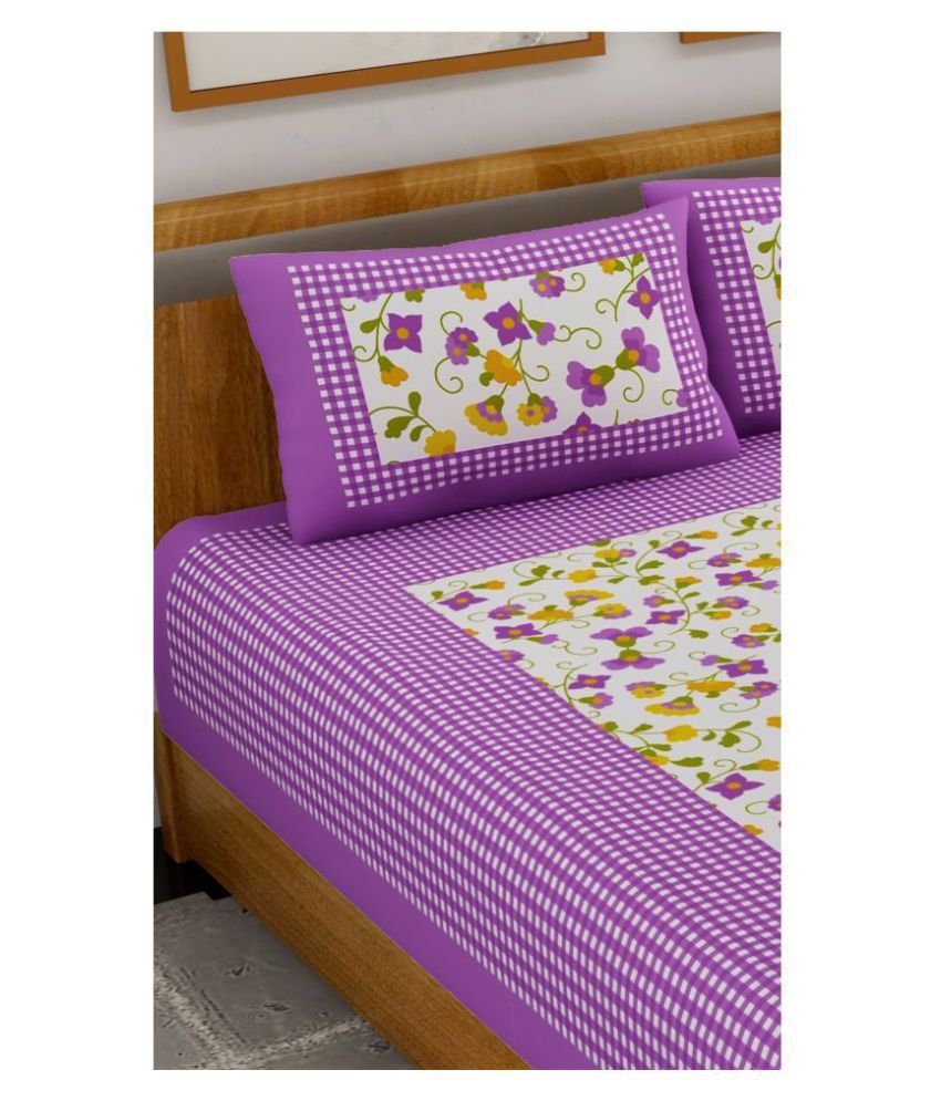 KRISMARTELITE Cotton Double Bedsheet with 2 Pillow Covers ( 235 cm x