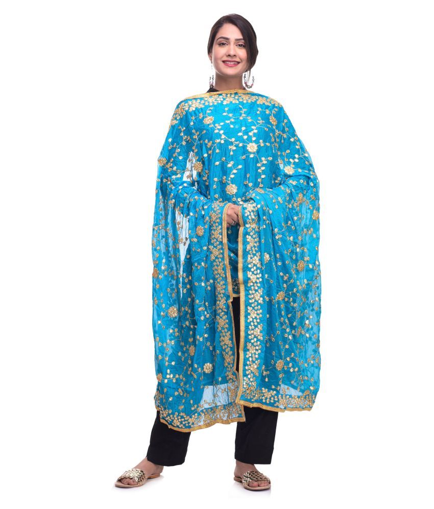     			Raj Turquoise Crepe Gota Patti Dupatta