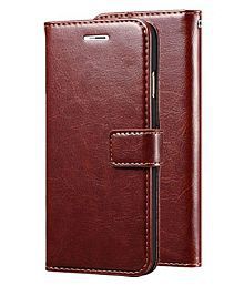 Vivo Y20 Flip Cover by Doyen Creations - Brown Original Leather Wallet