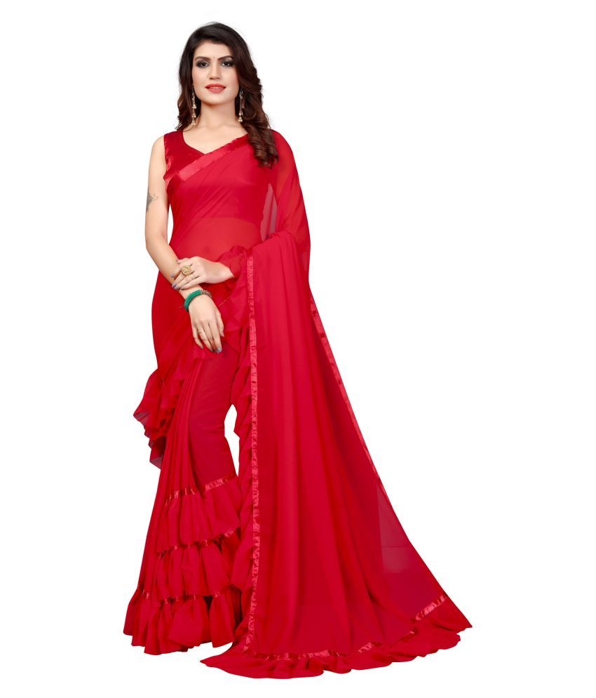     			Aika Maroon Georgette Saree