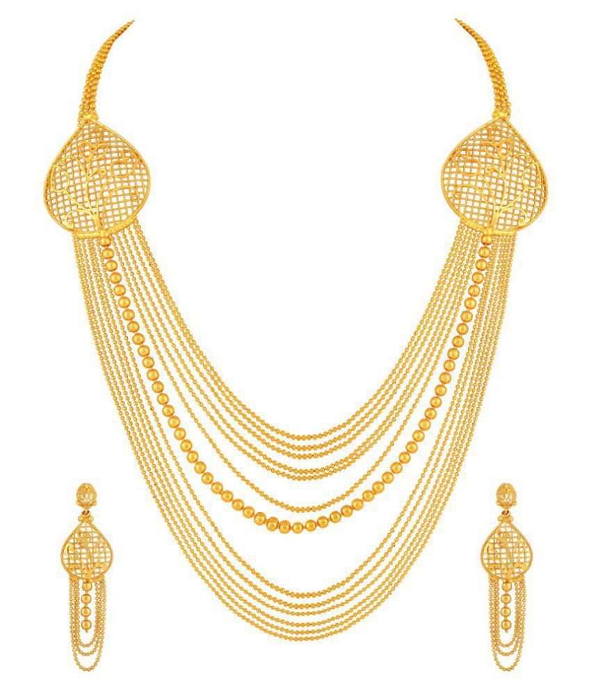     			Asmitta Jewellery Brass Golden Traditional Necklaces Set Contemporary