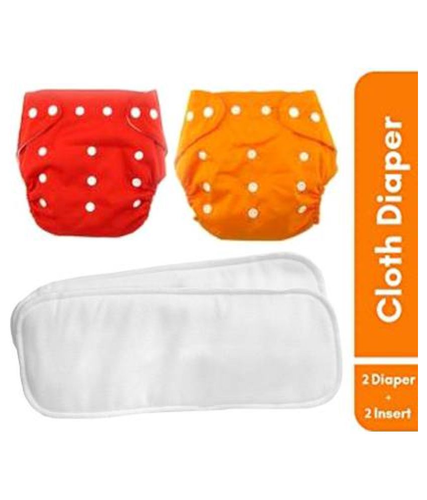     			CHILD CHIC Reusable Baby Infant Cotton Cloth Washable Diaper Nappies(2 DIAPERS WITH 2 FIVE LAYER MICROFIBER INSERTS)
