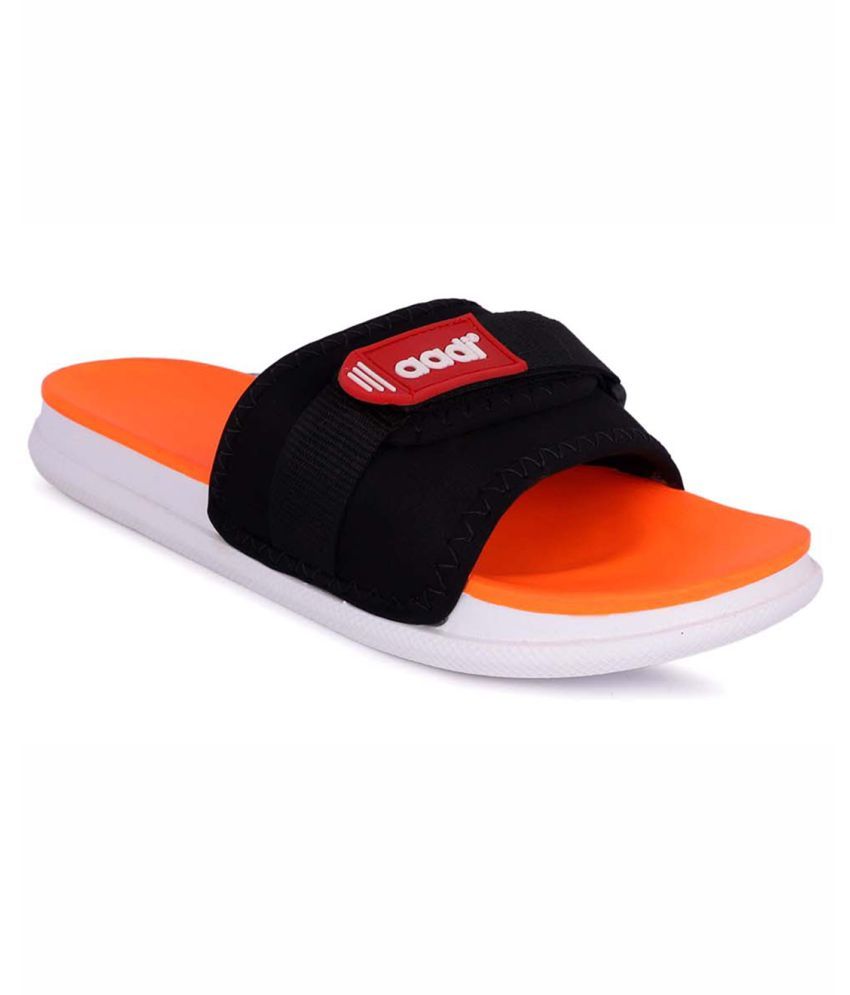     			Aadi Orange Leather Slippers