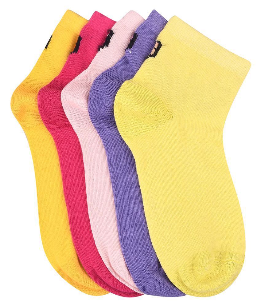 Girls Pack Of 5 Assorted Ankle-Length Socks: Buy Online at Low Price in ...