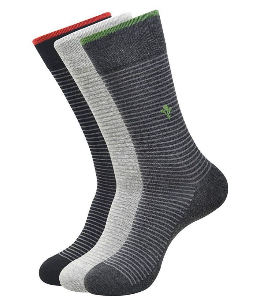 Balenzia - Cotton Men's Striped Multicolor Mid Length Socks ( Pack of 3 )