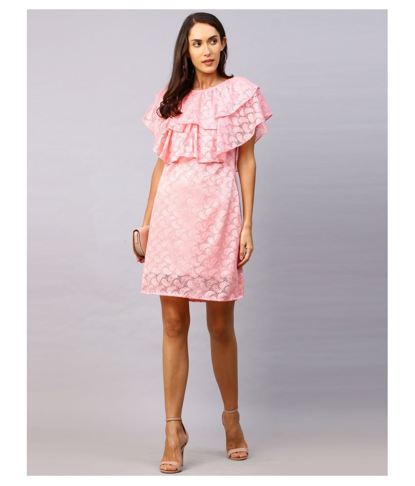     			Selvia Net Pink Regular Dress