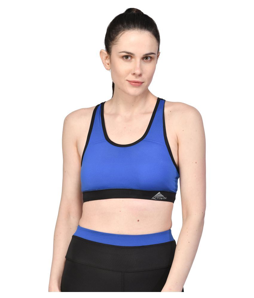     			ACTIWIN Multi,Blue,Black Polyester Lycra Solid Sports Bra