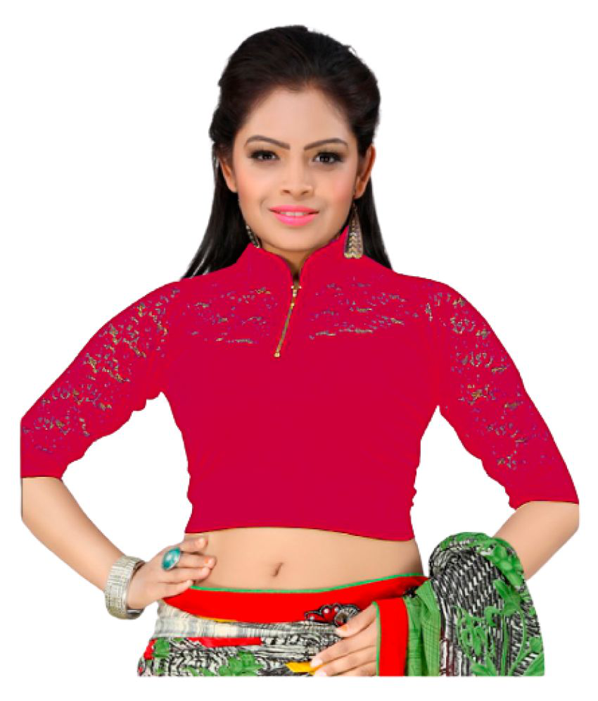 Kiran Sarees Red Art Silk Semi Stitched Blouse