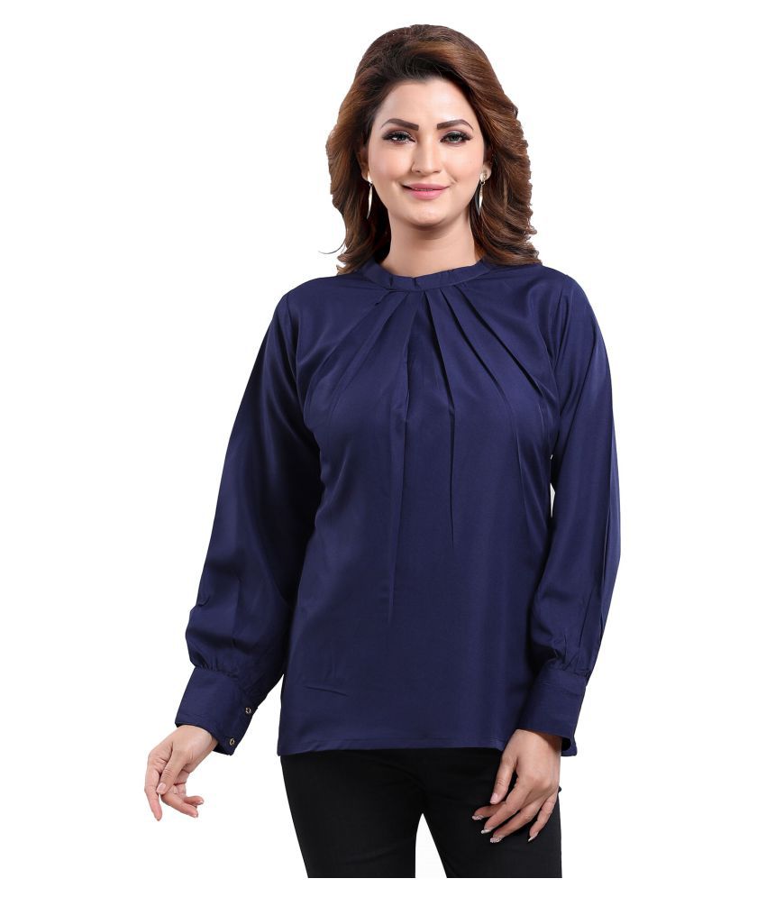     			Meher Impex - Navy Crepe Women's Straight Kurti ( Pack of 1 )